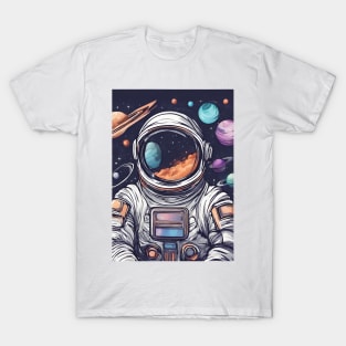 Futurstic Astronaut Space Scene T-Shirt